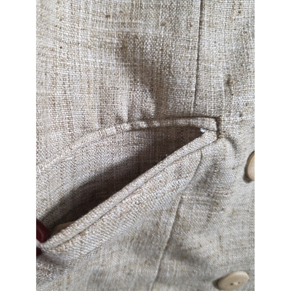 J.McLaughlin Linen Look Blazer Dress Tan Double Breasted Pockets Size 2 - Picture 11 of 13